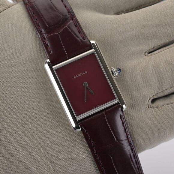 2024 Cartier Tank Must Large WSTA0054 Red Burgundy 26mm Men's Watch Full Set - Picture 4 of 11